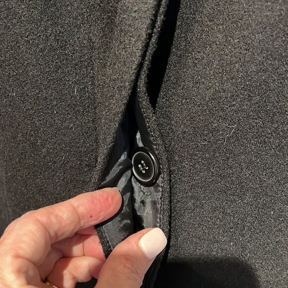 Tower‎ By London Fog Black Wool Blend Button Up Car Coat Size L - Picture 6 of 15